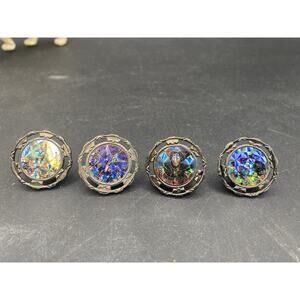 Vintage 1994 Metal Mighty Morphin Power Rangers Spinner Top - 4 LOT